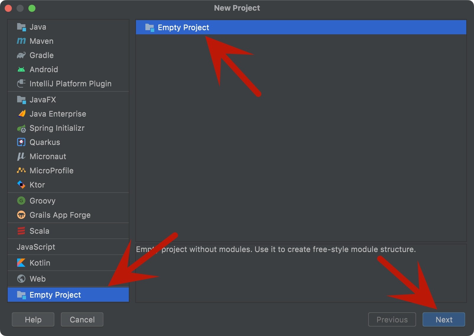 创建一个新项目
