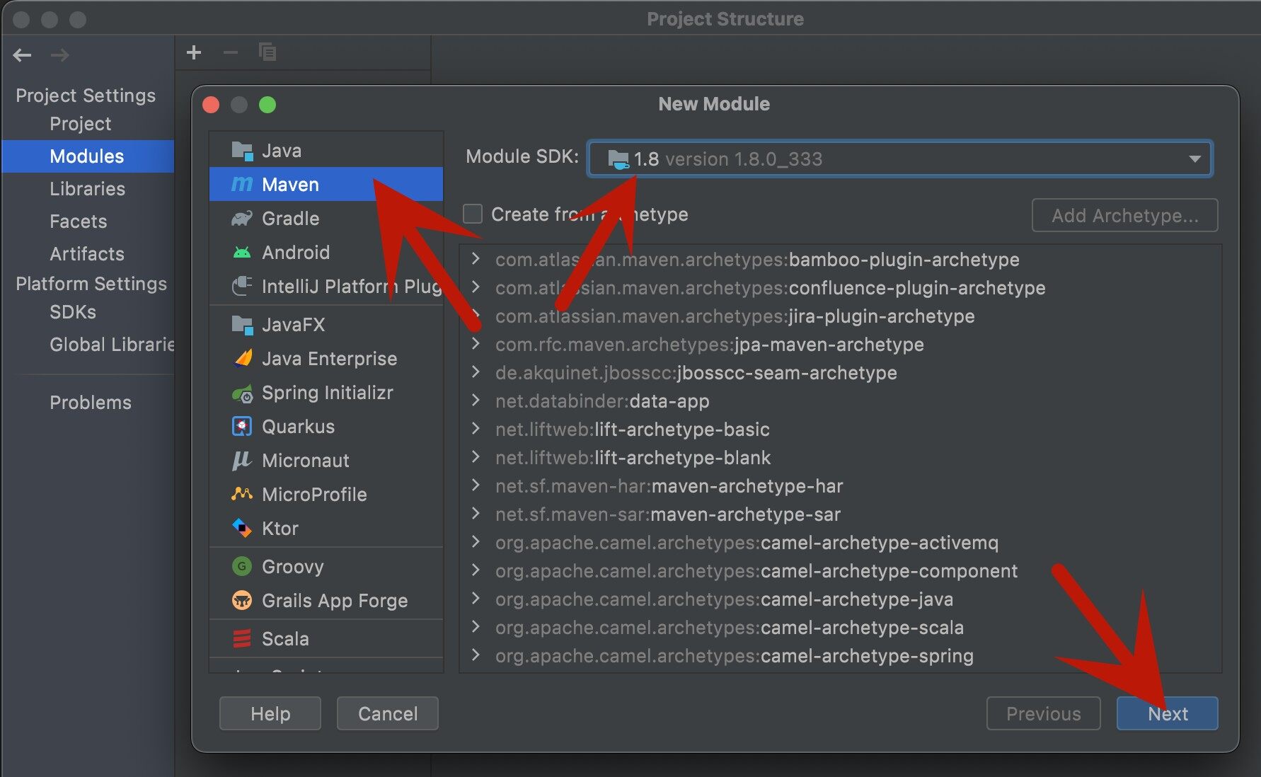 创建模块，选择Maven