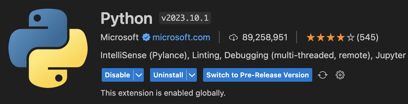 Python extension for Visual Studio Code