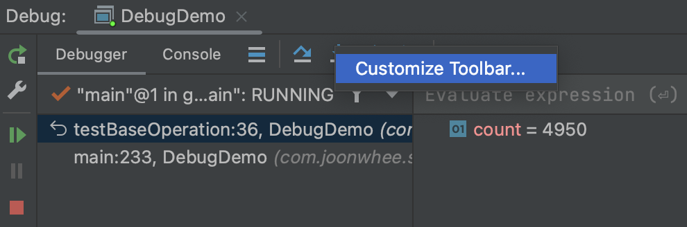 Customize Toolbar...